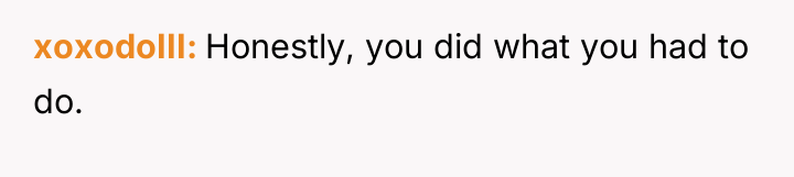 xoxodoIII Honestly, you did what you had to do.