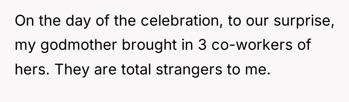 On the day of the celebration, to our surprise, my...