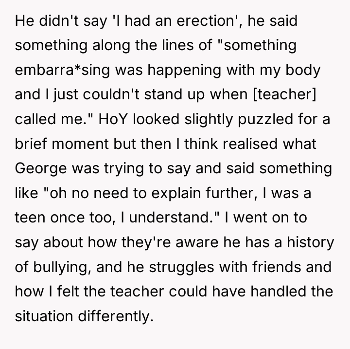 He didn't say 'I had an erection', he said something...