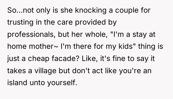 So...not only is she knocking a couple for trusting in...
