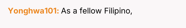 Yonghwa101 As a fellow Filipino,