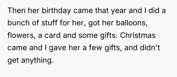 Then her birthday came that year and I did a...