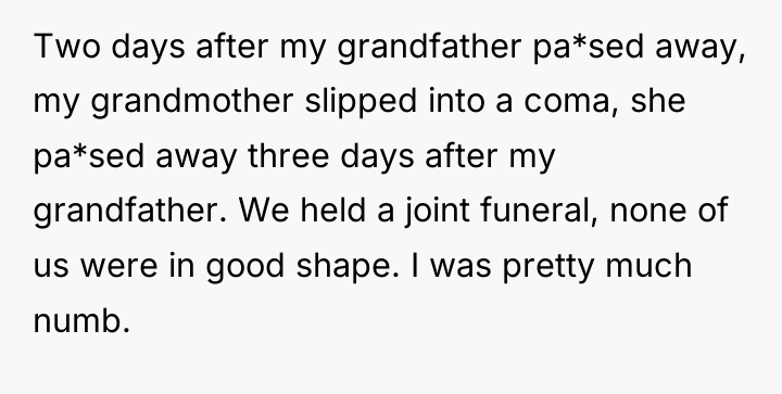 Two days after my grandfather pa*sed away, my grandmother slipped...