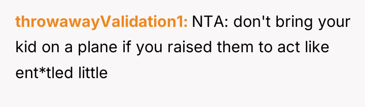 throwawayValidation1 NTA: don't bring your kid on a plane if...