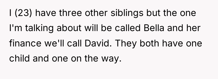 I (23) have three other siblings but the one I'm...