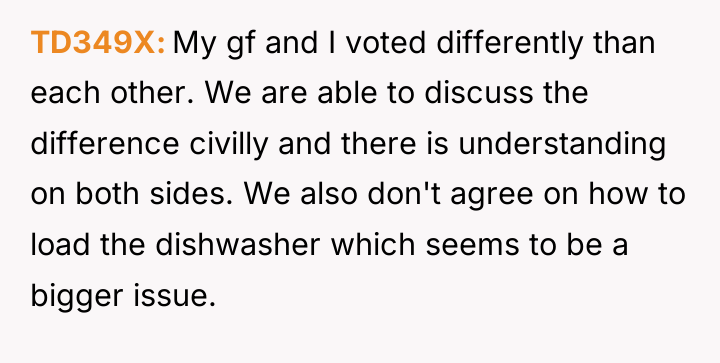 TD349X My gf and I voted differently than each other....
