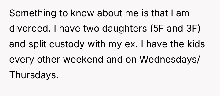 Something to know about me is that I am divorced....