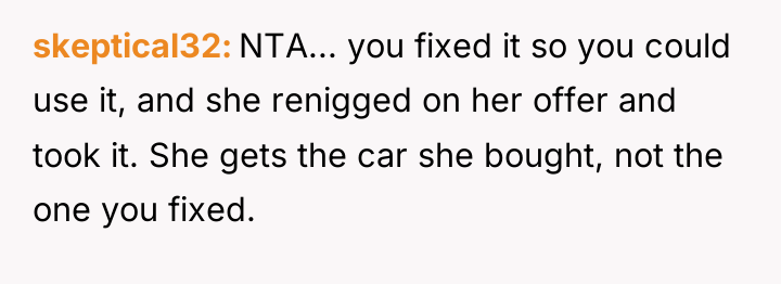skeptical32 NTA... you fixed it so you could use it,...