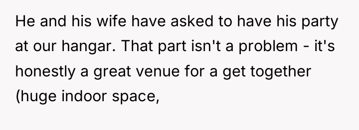 He and his wife have asked to have his party...