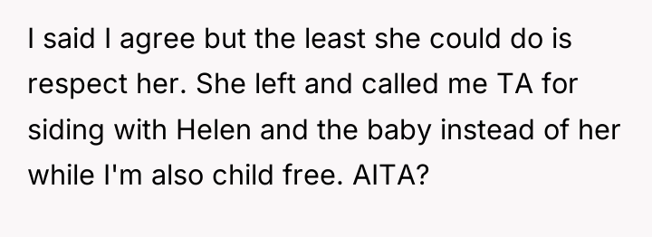 I said I agree but the least she could do...