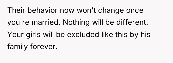 Their behavior now won't change once you're married. Nothing will...