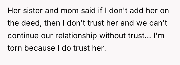 Her sister and mom said if I don't add her...
