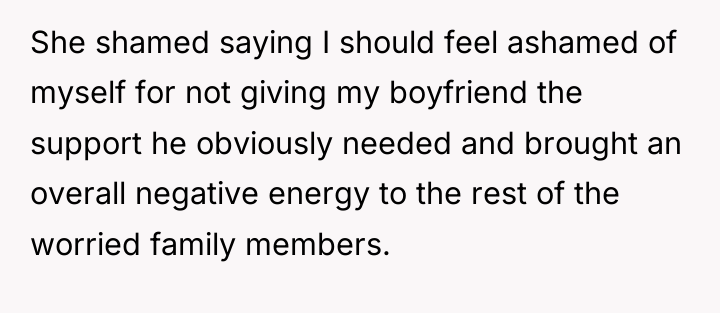 She shamed saying I should feel ashamed of myself for...