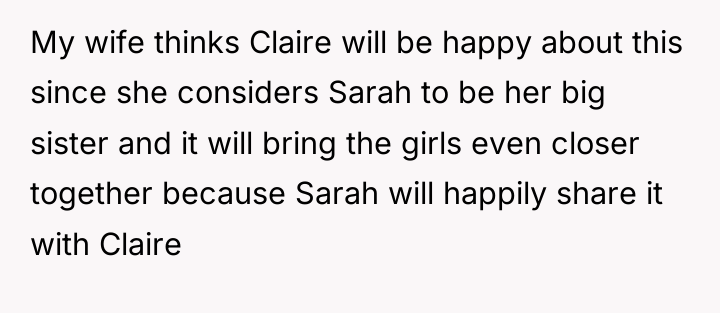 My wife thinks Claire will be happy about this since...