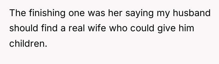 The finishing one was her saying my husband should find...