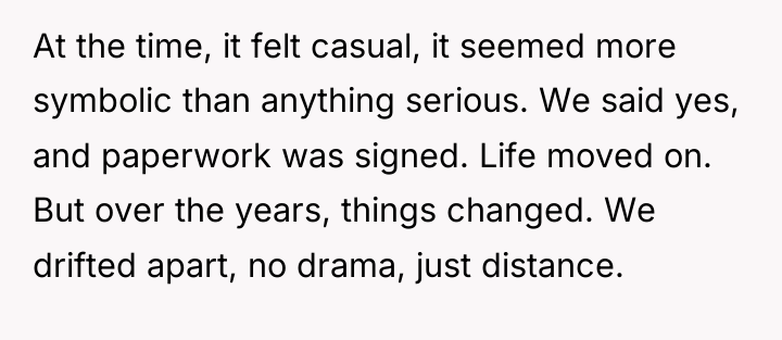 At the time, it felt casual, it seemed more symbolic...