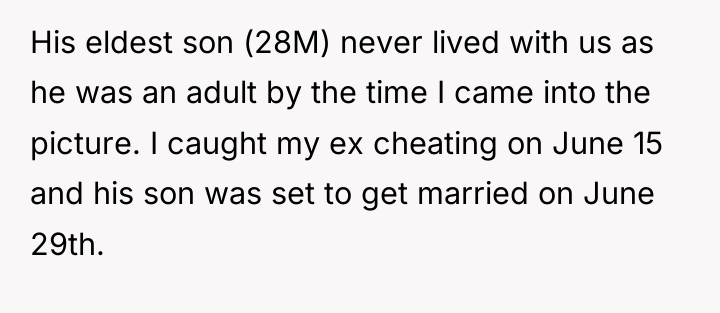 His eldest son (28M) never lived with us as he...