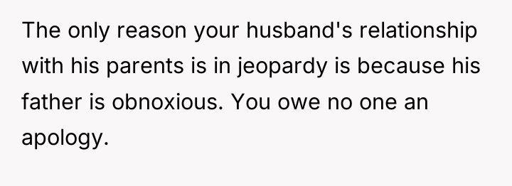 The only reason your husband's relationship with his parents is...