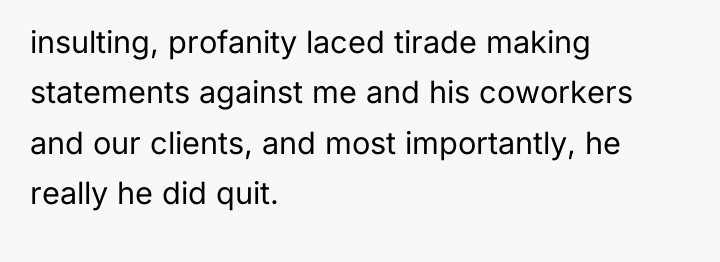 insulting, profanity laced tirade making statements against me and his...