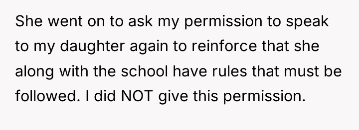 She went on to ask my permission to speak to...