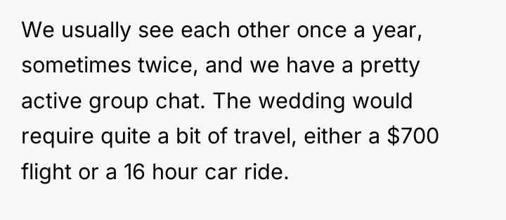 We usually see each other once a year, sometimes twice,...