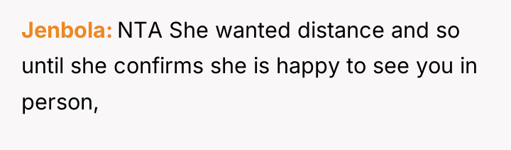 Jenbola NTA She wanted distance and so until she confirms...