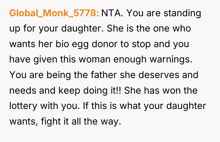 Global_Monk_5778 NTA. You are standing up for your daughter. She...