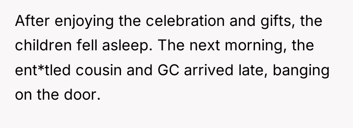 After enjoying the celebration and gifts, the children fell asleep....