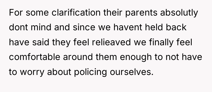For some clarification their parents absolutly dont mind and since...