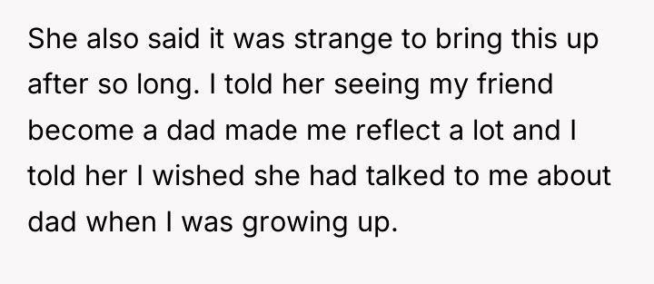 She also said it was strange to bring this up...