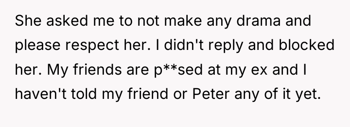 She asked me to not make any drama and please...