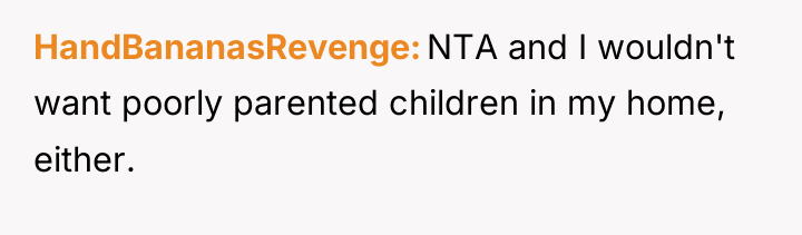 HandBananasRevenge NTA and I wouldn't want poorly parented children in...