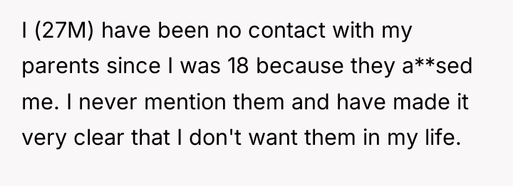 I (27M) have been no contact with my parents since...
