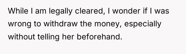 While I am legally cleared, I wonder if I was...
