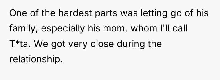 One of the hardest parts was letting go of his...