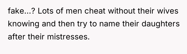 fake...? Lots of men cheat without their wives knowing and...