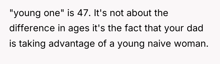 "young one" is 47. It's not about the difference in...