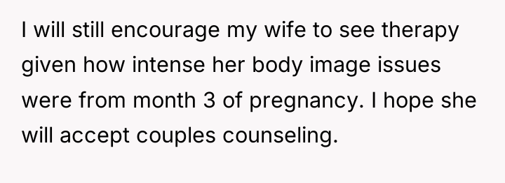 I will still encourage my wife to see therapy given...