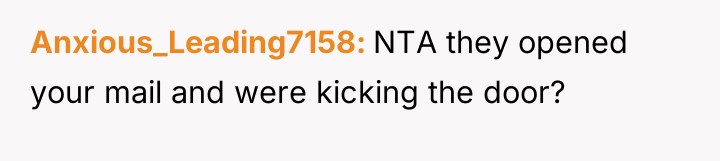 Anxious_Leading7158 NTA they opened your mail and were kicking the...