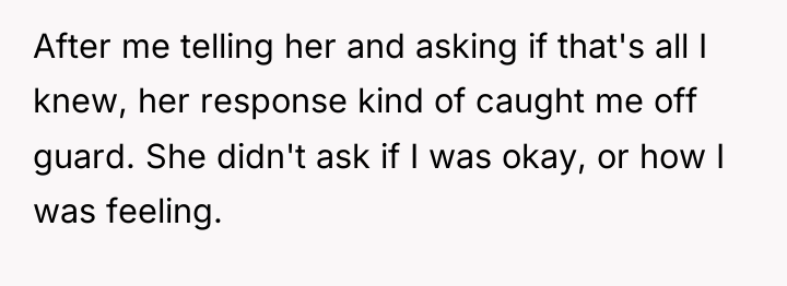 After me telling her and asking if that's all I...