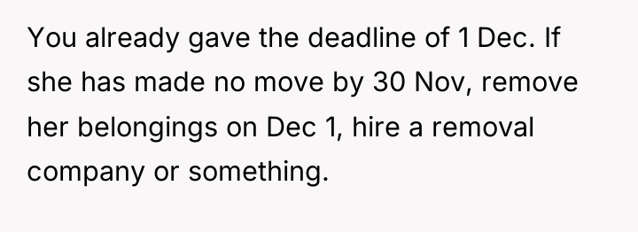 You already gave the deadline of 1 Dec. If she...