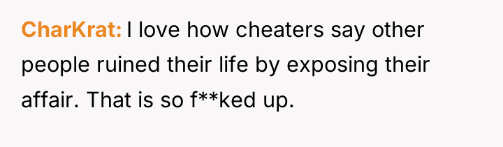 CharKrat I love how cheaters say other people ruined their...