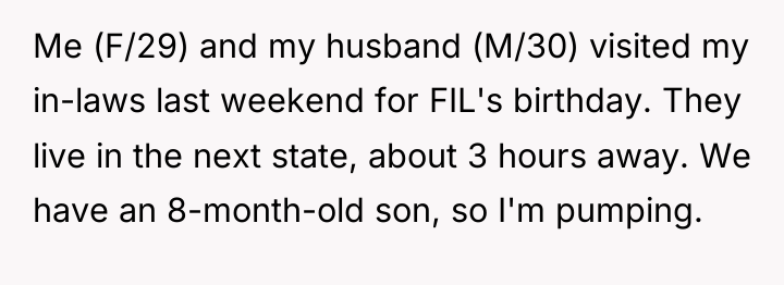 Me (F/29) and my husband (M/30) visited my in-laws last...