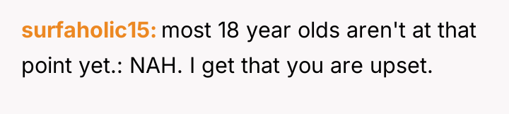 surfaholic15 most 18 year olds aren't at that point yet.:...