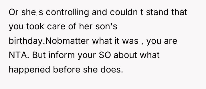 Or she s controlling and couldn t stand that you...