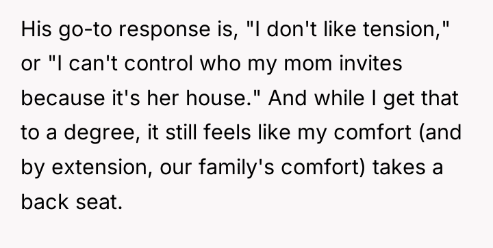 His go-to response is, "I don't like tension," or "I...