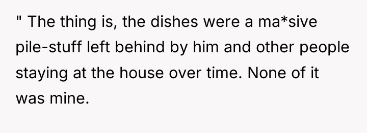 " The thing is, the dishes were a ma*sive pile-stuff...