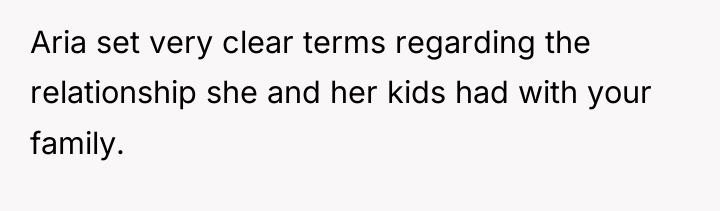 Aria set very clear terms regarding the relationship she and...