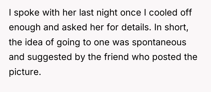 I spoke with her last night once I cooled off...