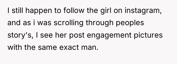 I still happen to follow the girl on instagram, and...